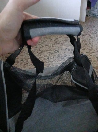 Transportín para mascotas gris y negro