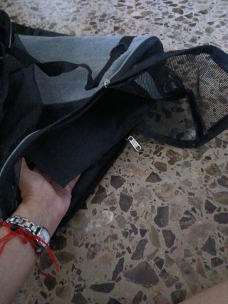 Transportín para mascotas gris y negro
