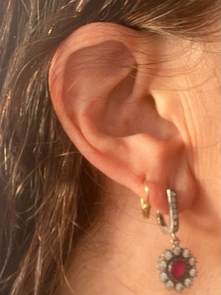 Pendientes Plata con cristal Rojo y Circonitas