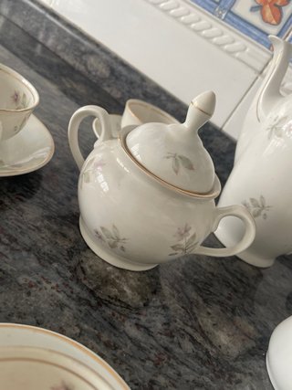 Juego de café de porcelana floral