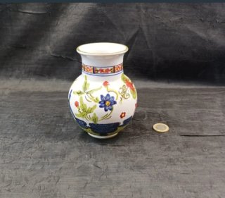 Jarrón florero cerámica pintado a mano vintage