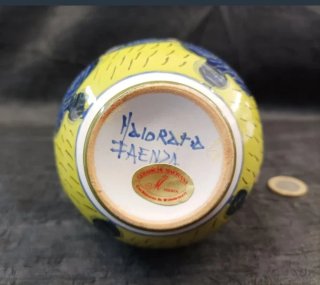 Jarrón florero cerámica pintado a mano vintage