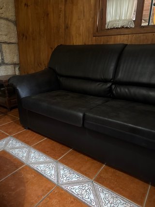 Juego de Sofá de Piel Negro