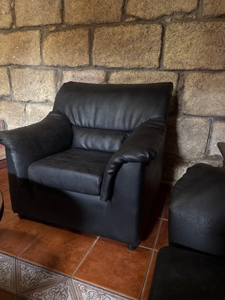 Juego de Sofá de Piel Negro
