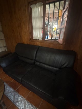 Juego de Sofá de Piel Negro