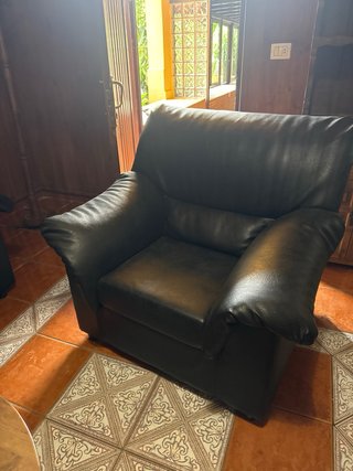 Juego de Sofá de Piel Negro