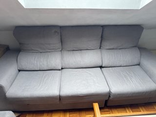 Sofá 3 plazas gris tela