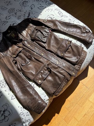 Chaqueta de cuero Belstaff Tres Cuartos Marrón
