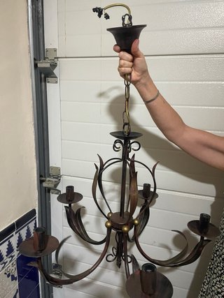 Lámparas de forja marrón y dorada