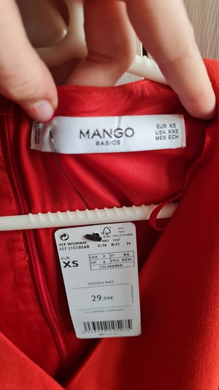 Vestido Mango Rojo Talla XS