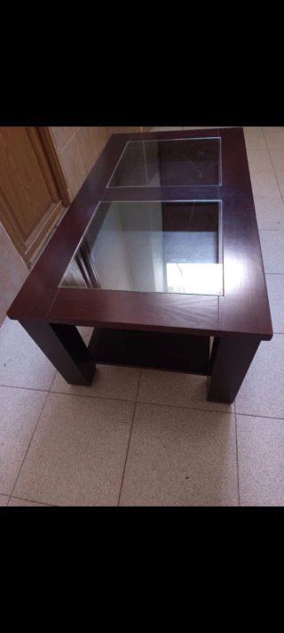 Mesa centro madera y cristal plegable
