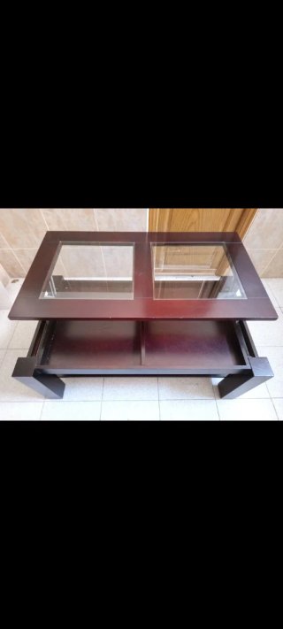 Mesa centro madera y cristal plegable