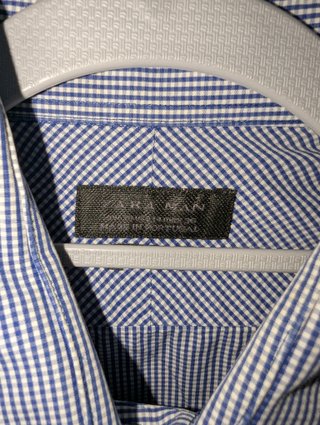 Camisa de cuadros Zara azul y blanco