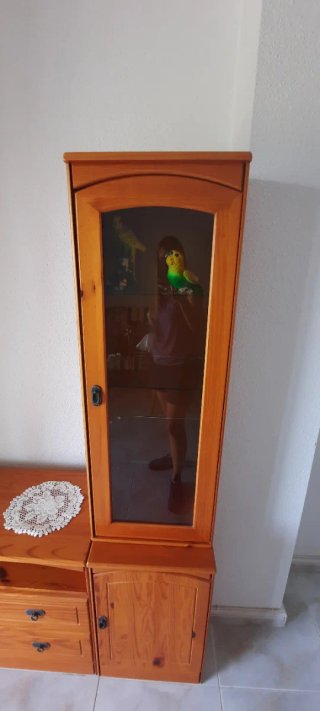 Mueble vitrina madera y cristal