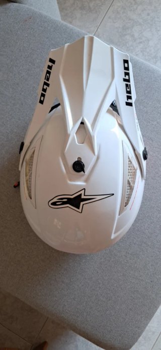 Casco de moto off-road XL blanco y naranja