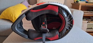 Casco de moto off-road XL blanco y naranja