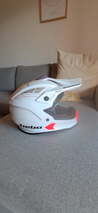 Casco de moto off-road XL blanco y naranja