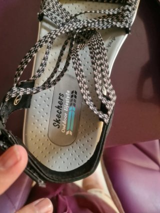 Sandalias Skechers Mujer Negro Gris