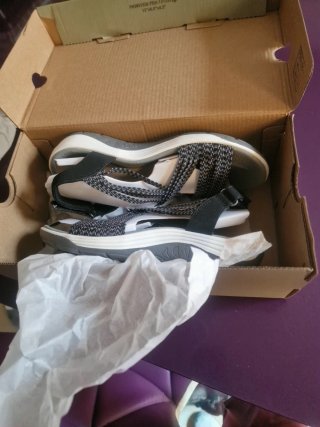 Sandalias Skechers Mujer Negro Gris