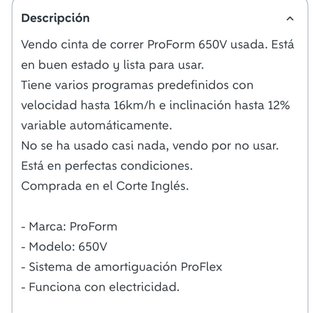 Cinta de correr Proform 650v