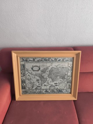 Cuadro Mapa del Mundo Marco Madera