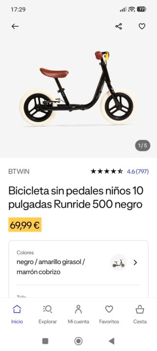Bicicleta sin pedales Runride 500
