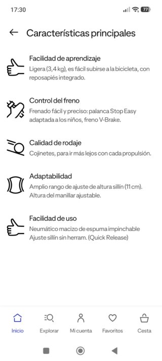 Bicicleta sin pedales Runride 500