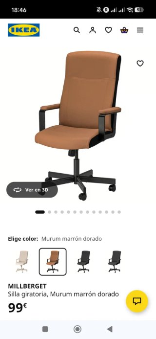 Silla giratoria IKEA MILLBERGET marrón