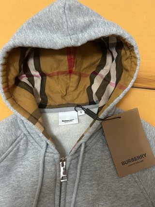 Felpa con cappuccio Burberry zip grigia