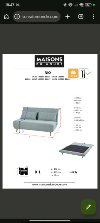 Sofá Cama Maison du Monde 2 Plazas + Topper