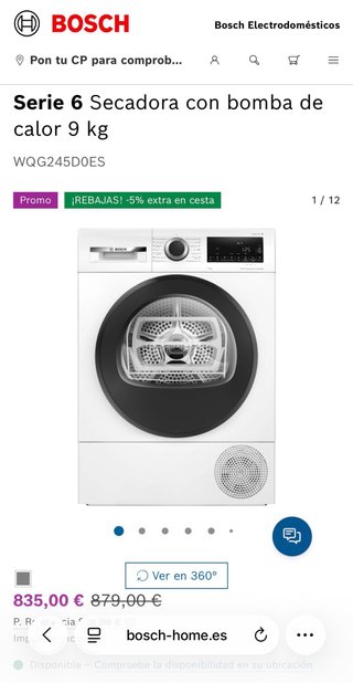 Secadora Bosch Serie 6 9kg Bomba Calor