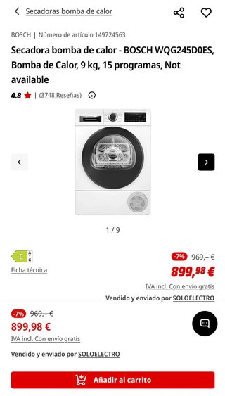 Secadora Bosch Serie 6 9kg Bomba Calor
