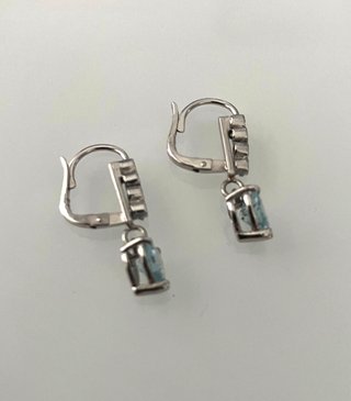 Pendientes Oro 18k Diamantes Aguamarina Diseño Exc