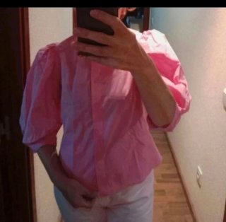 Blusa Zara manga abullonada rosa