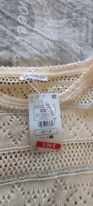 Camiseta de punto beige dorada/plateada Talla XXL