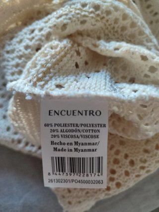 Camiseta de punto beige dorada/plateada Talla XXL