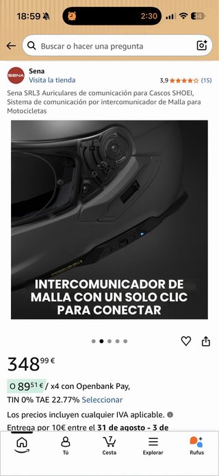 Intercom Sena SRL 3 para Shoei GT AIR 3 y NEOTEC 3
