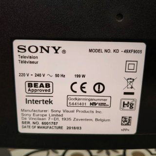Televisor Sony Negro y Plateado 49"