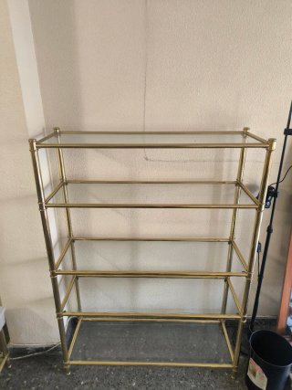 Mesas auxiliares cristal y metal dorado