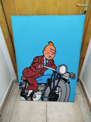 Cuadro Tintín en moto
