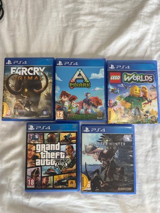 Pack 5 Juegos PS4:Far Cry, Pixark,Lego, GTA V, MHW