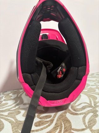Casco Moto Fox Rosa y Negro