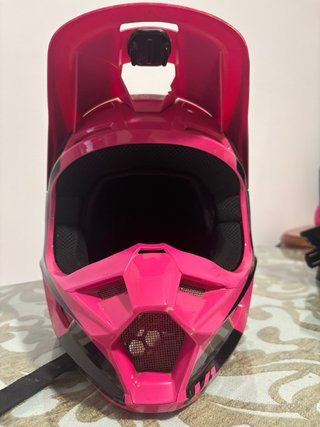 Casco Moto Fox Rosa y Negro