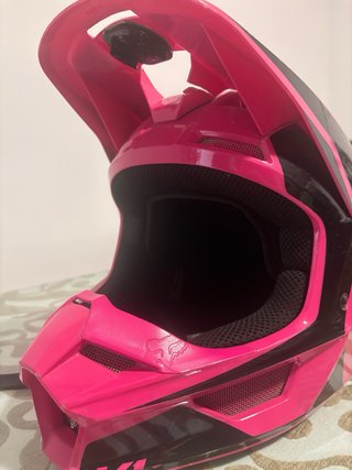 Casco Moto Fox Rosa y Negro