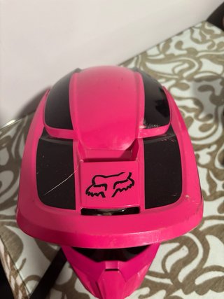 Casco Moto Fox Rosa y Negro
