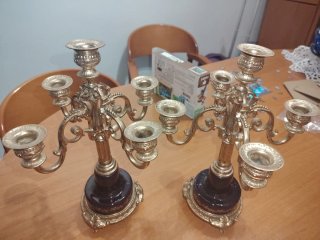 Candelabro de Bronce y Cerámica