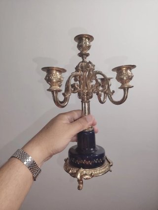 Candelabro de Bronce y Cerámica