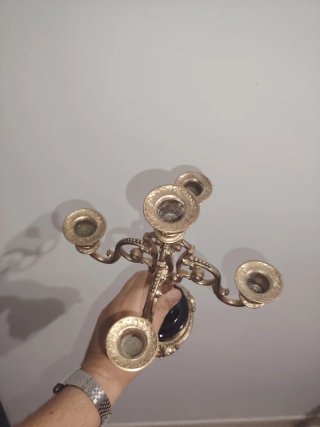 Candelabro de Bronce y Cerámica