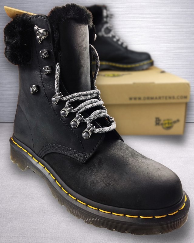 Dr. Martens 1460 Serena Collar Fur 38 Negro Nuevo