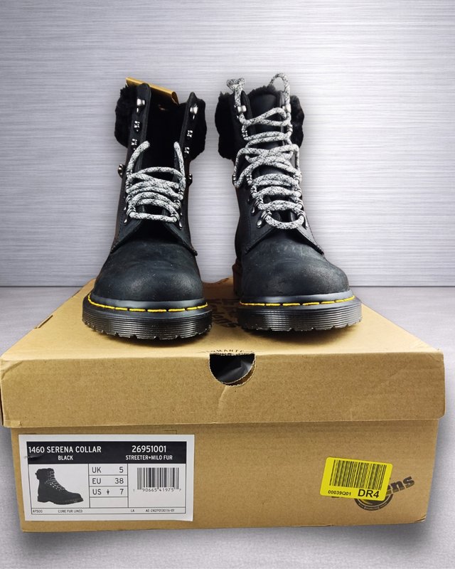 Dr. Martens 1460 Serena Collar Fur 38 Negro Nuevo